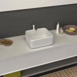 Satico Amuering 15 in. Topmount Bathroom Sink Basin in White -Bathroom Sinks Sales white satico drop in bathroom sinks 16tay19 1f 1000