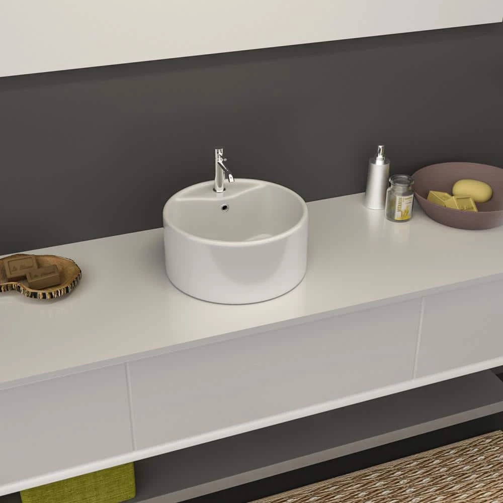 Satico 16.13 in. Topmount Bathroom Sink in White 7 Satico 16.13 in. Topmount Bathroom Sink in White - Image 5
