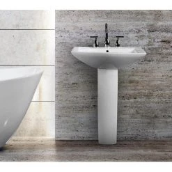 FINE FIXTURES Classic 24.75 in. W x 18.5 in. L Modern Ceramic Pedestal Sink and Basin Combo in White 9 FINE FIXTURES Classic 24.75 in. W x 18.5 in. L Modern Ceramic Pedestal Sink and Basin Combo in White -Bathroom Sinks Sales white single hole fine fixtures pedestal sinks mi2319w 4f 1000
