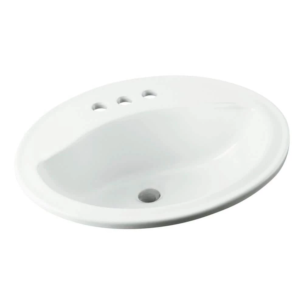 STERLING Sanibel Drop-In Ceramic Bathroom Sink in White with Overflow Drain 3 STERLING Sanibel Drop-In Ceramic Bathroom Sink in White with Overflow Drain