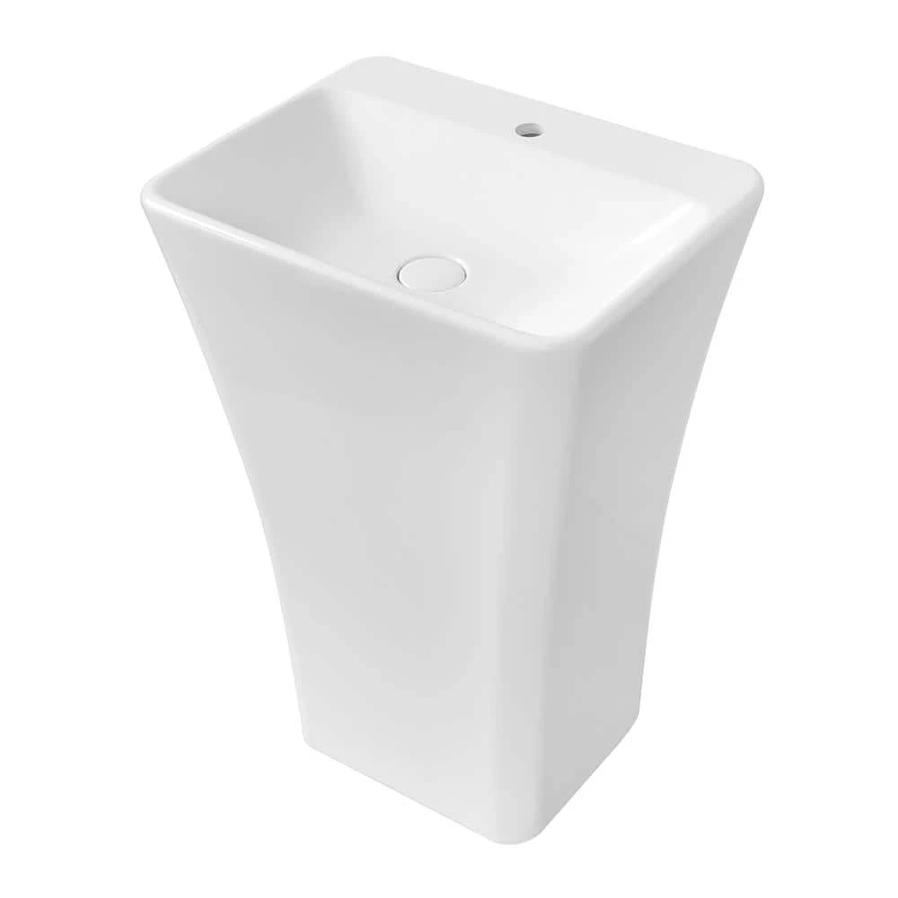 Streamline 23.6 in. Solid Surface Resin Pedestal Sink Basin in White 5 Streamline 23.6 in. Solid Surface Resin Pedestal Sink Basin in White - Image 3