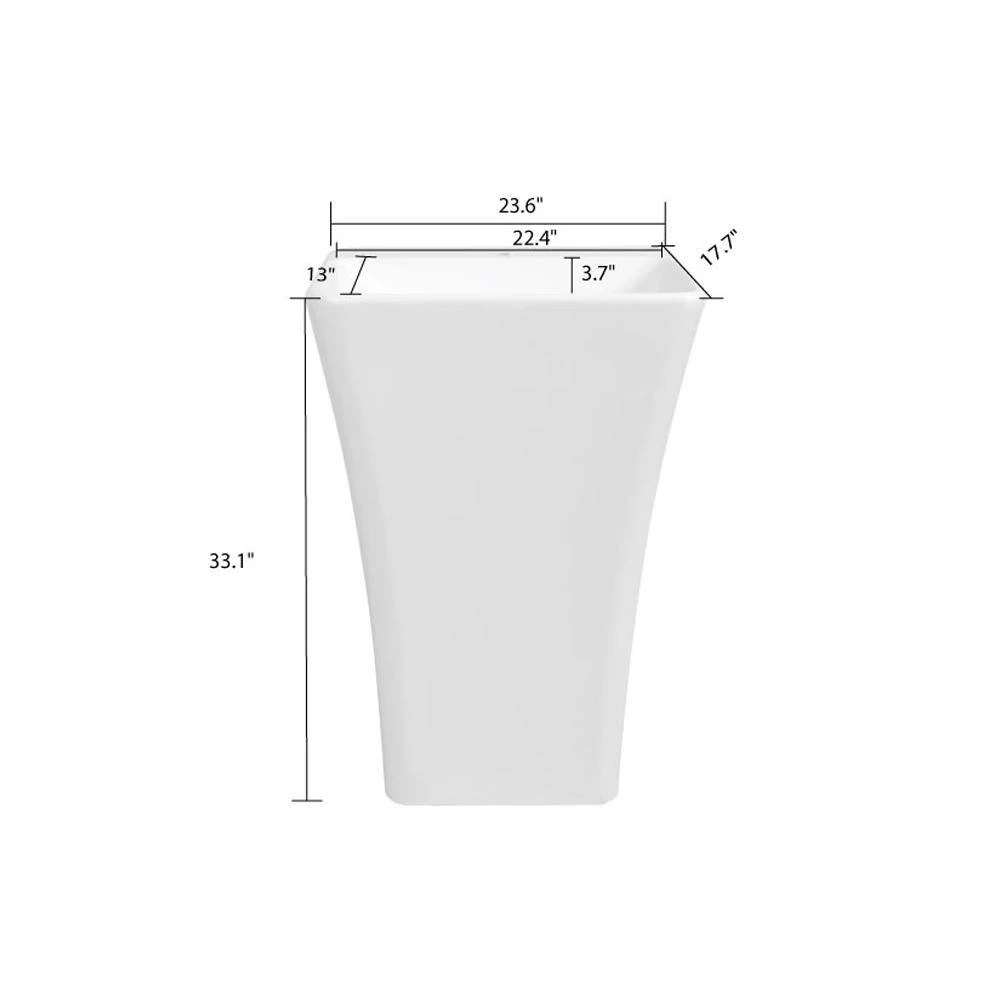 Streamline 23.6 in. Solid Surface Resin Pedestal Sink Basin in White 9 Streamline 23.6 in. Solid Surface Resin Pedestal Sink Basin in White - Image 7