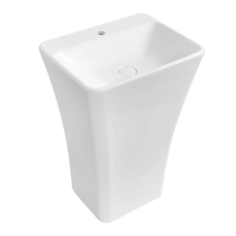 Streamline 23.6 in. Solid Surface Resin Pedestal Sink Basin in White 6 Streamline 23.6 in. Solid Surface Resin Pedestal Sink Basin in White - Image 4