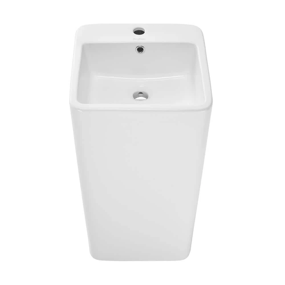 Swiss Madison Concorde 1-Piece Glossy White Ceramic Square Pedestal Sink 6 Swiss Madison Concorde 1-Piece Glossy White Ceramic Square Pedestal Sink - Image 4