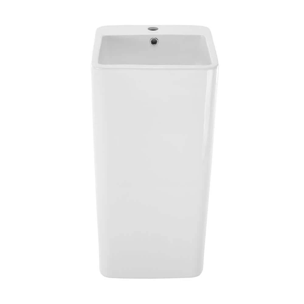 Swiss Madison Concorde 1-Piece Glossy White Ceramic Square Pedestal Sink 5 Swiss Madison Concorde 1-Piece Glossy White Ceramic Square Pedestal Sink - Image 3