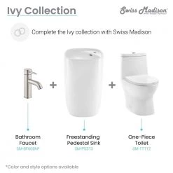 Swiss Madison Ivy 1-Piece Glossy White Ceramic Square Pedestal Sink -Bathroom Sinks Sales white swiss madison pedestal sinks sm ps313 d4 1000