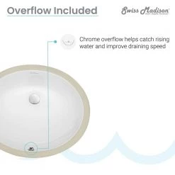 Swiss Madison Monaco 18 in. Oval Under-Mount Bathroom Sink in White -Bathroom Sinks Sales white swiss madison undermount bathroom sinks sm um621 1f 1000