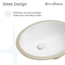 Swiss Madison Monaco 18 in. Oval Under-Mount Bathroom Sink in White -Bathroom Sinks Sales white swiss madison undermount bathroom sinks sm um621 44 1000