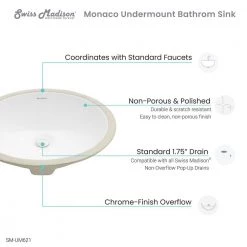 Swiss Madison Monaco 18 in. Oval Under-Mount Bathroom Sink in White -Bathroom Sinks Sales white swiss madison undermount bathroom sinks sm um621 c3 1000
