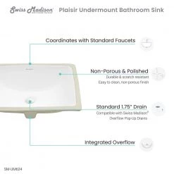 Swiss Madison Plaisir 18 in. Rectangular Under-Mount Bathroom Sink in White -Bathroom Sinks Sales white swiss madison undermount bathroom sinks sm um624 77 1000