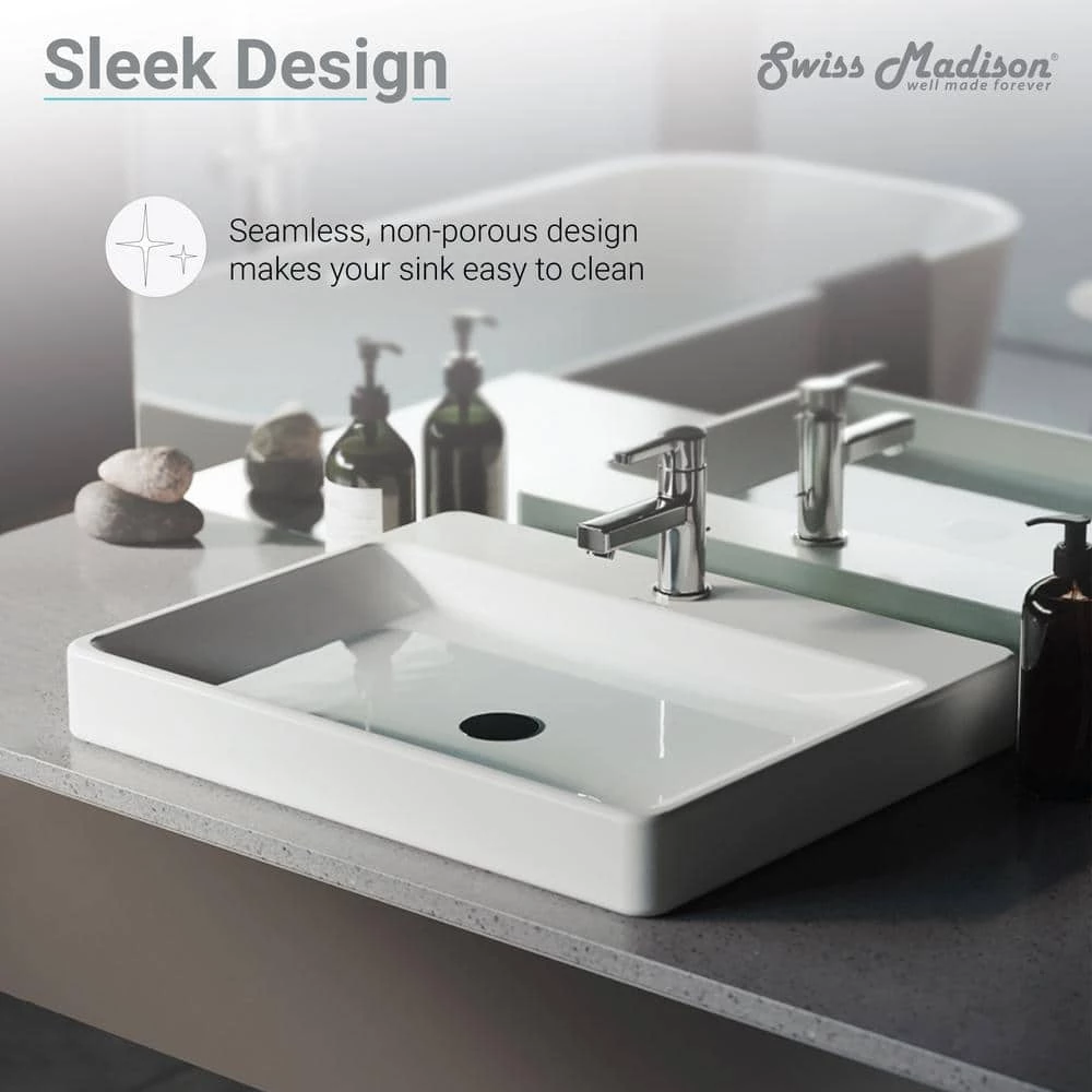 Swiss Madison Carre Rectangular Vessel Sink in White 12 Swiss Madison Carre Rectangular Vessel Sink in White - Image 10