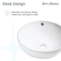 Swiss Madison Sublime Round Vessel Sink in White -Bathroom Sinks Sales white swiss madison vessel sinks sm vs212 1f 1000