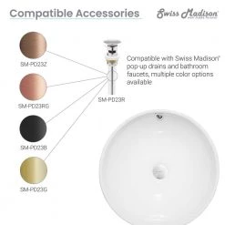 Swiss Madison Sublime Round Vessel Sink in White -Bathroom Sinks Sales white swiss madison vessel sinks sm vs212 44 1000