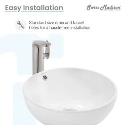 Swiss Madison Sublime Round Vessel Sink in White -Bathroom Sinks Sales white swiss madison vessel sinks sm vs212 4f 1000