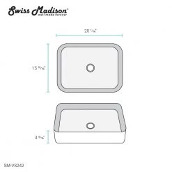 Swiss Madison Concorde Rectangle Ceramic Vessel Sink in White -Bathroom Sinks Sales white swiss madison vessel sinks sm vs242 76 1000