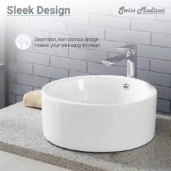 Swiss Madison Monaco Round Ceramic Bathroom Vessel Sink in White -Bathroom Sinks Sales white swiss madison vessel sinks sm vs252 c3 1000