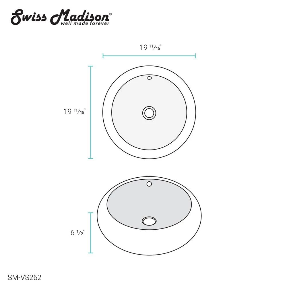 Swiss Madison Plaisir Round Vessel Sink in White 13 Swiss Madison Plaisir Round Vessel Sink in White - Image 11