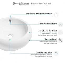 Swiss Madison Plaisir Round Vessel Sink in White 19 Swiss Madison Plaisir Round Vessel Sink in White -Bathroom Sinks Sales white swiss madison vessel sinks sm vs262 77 1000