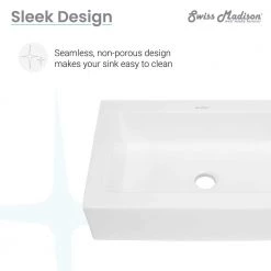Swiss Madison Voltaire Ceramic Rectangle Vessel Sink in White -Bathroom Sinks Sales white swiss madison vessel sinks sm vs282 1f 1000