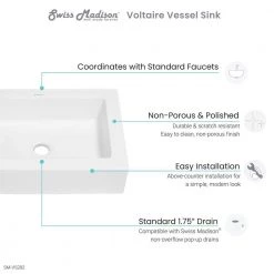 Swiss Madison Voltaire Ceramic Rectangle Vessel Sink in White -Bathroom Sinks Sales white swiss madison vessel sinks sm vs282 77 1000