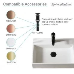 Swiss Madison Voltaire Wide Rectangle Vessel Sink in White -Bathroom Sinks Sales white swiss madison vessel sinks sm vs292 4f 1000