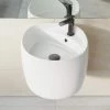Swiss Madison Ivy Ceramic Square Wall Hung Sink in Glossy White