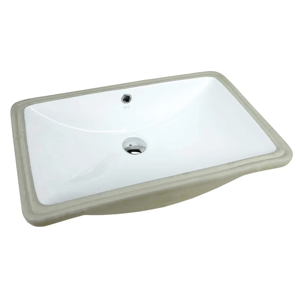 Kingsman Hardware 24 in. x 15-1/2 in. Rectrangle Undermount Vitreous Glazed Ceramic Lavatory Vanity Bathroom Sink Pure White 3 Kingsman Hardware 24 in. x 15-1/2 in. Rectrangle Undermount Vitreous Glazed Ceramic Lavatory Vanity Bathroom Sink Pure White