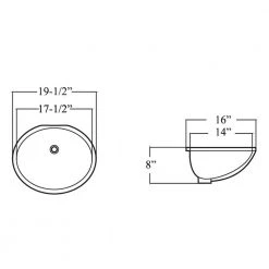 Kingsman Hardware 19-1/2 in. x 16 in. Oval Undermount Vitreous Glazed Ceramic Lavatory Vanity Bathroom Sink Pure White -Bathroom Sinks Sales white undermount bathroom sinks uv1916p 4f 1000