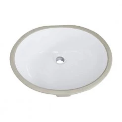 Unbranded 19.5 in. White Oval Undermount Bathroom Sink With Overflow