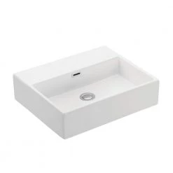 WS Bath Collections Quattro 50 Wall Mount / Vessel Bathroom Sink in Ceramic White without Faucet Hole