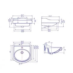 Nameeks Traditional Wall Mounted Bathroom Sink in White with 3 Faucet Holes -Bathroom Sinks Sales whte nameeks wall mount sinks cerastyle 030200 u three hole c3 1000