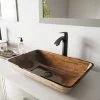 VIGO Glass Rectangular Vessel Bathroom Sink in Wooden Brown with Linus Faucet and Pop-Up Drain in Antique Rubbed Bronze 1 VIGO Glass Rectangular Vessel Bathroom Sink in Wooden Brown with Linus Faucet and Pop-Up Drain in Antique Rubbed Bronze -Bathroom Sinks Sales wooden brown vigo vessel sinks vgt486 64 1000